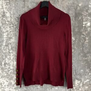 NEW Cable & Gauge Size S Minimalist Cowl NEck Sweater Red Long Sleeve Casual NWT